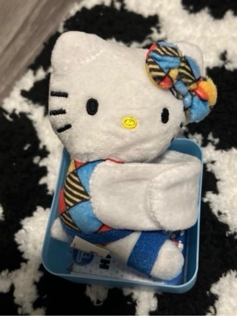 Hello Kitty White Plush Toy bracelet with Blue Accent Bow - Sanrio